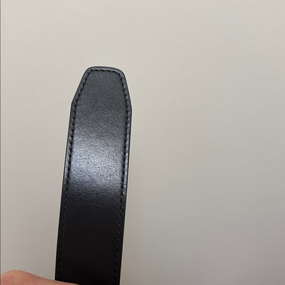 Aritzia Black Leather Belt with Gold-Tone Buckle XL